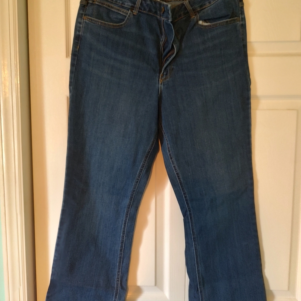 Wrangler women's 16 Bootcut Jeans Blue Denim Cotton Contrast Stitching 5-Pocket